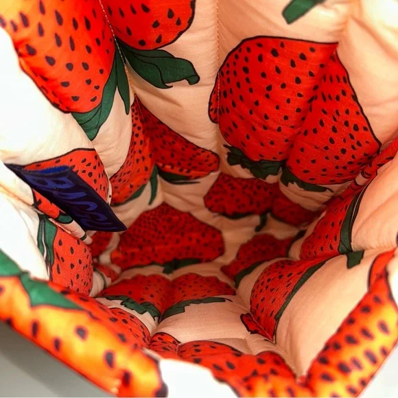 Baggu Strawberry Print Puffy Hook & Loop Tablet Sleeve Pouch - Picture 4 of 12